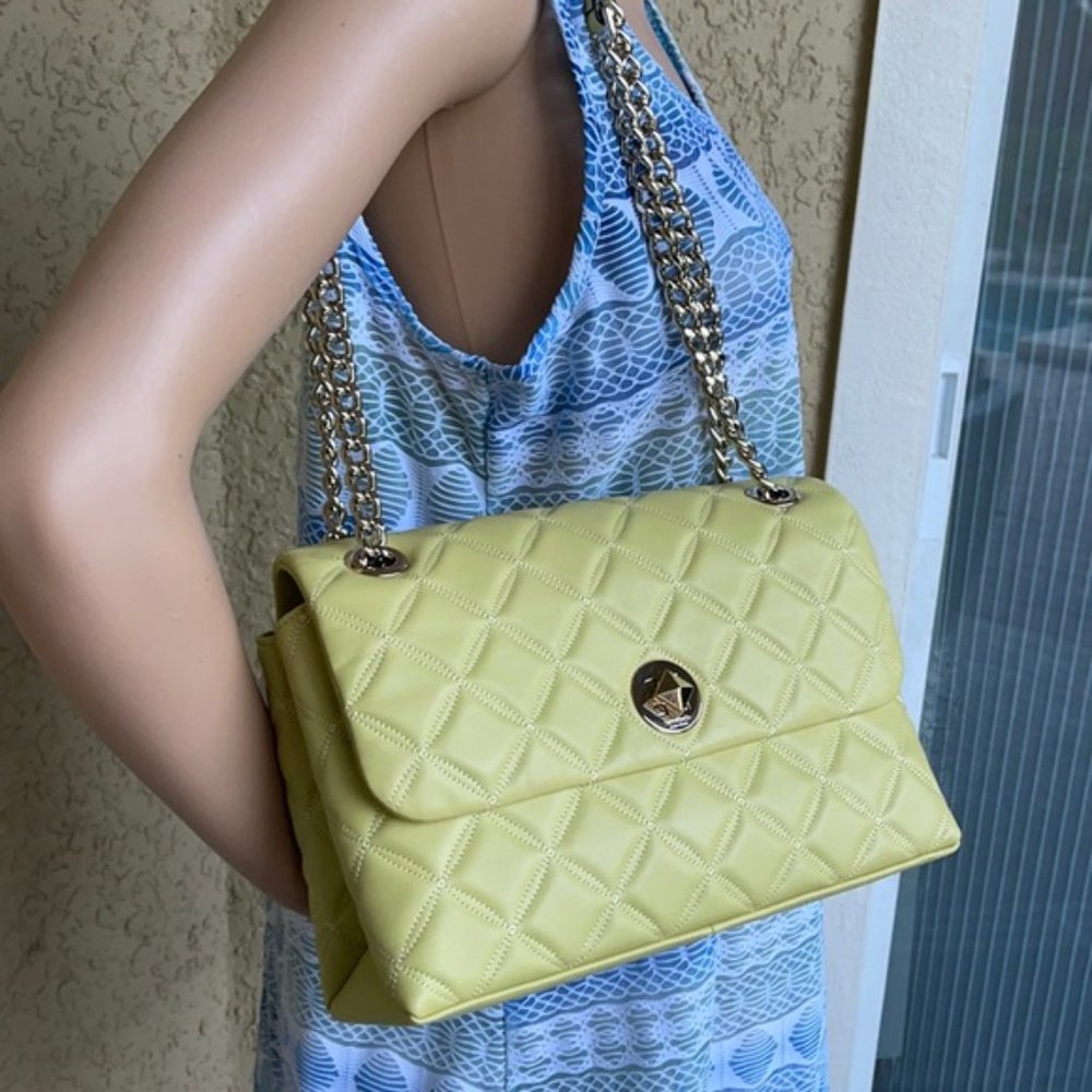 Kate Spade Natalia Smooth Leather Medium Flap Shoulder Bag Frosty Lime - Picture 13 of 16